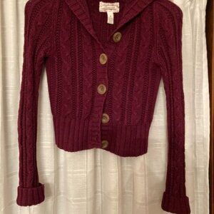 Aeropostale cardigan sweater with hood. Size M. Runs small. see measurements